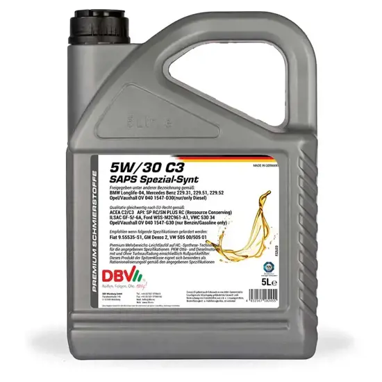DBV Motoroel Leichtlauf Motoroel DBV 5W 30 C3 SAPS 5 Liter 15225760