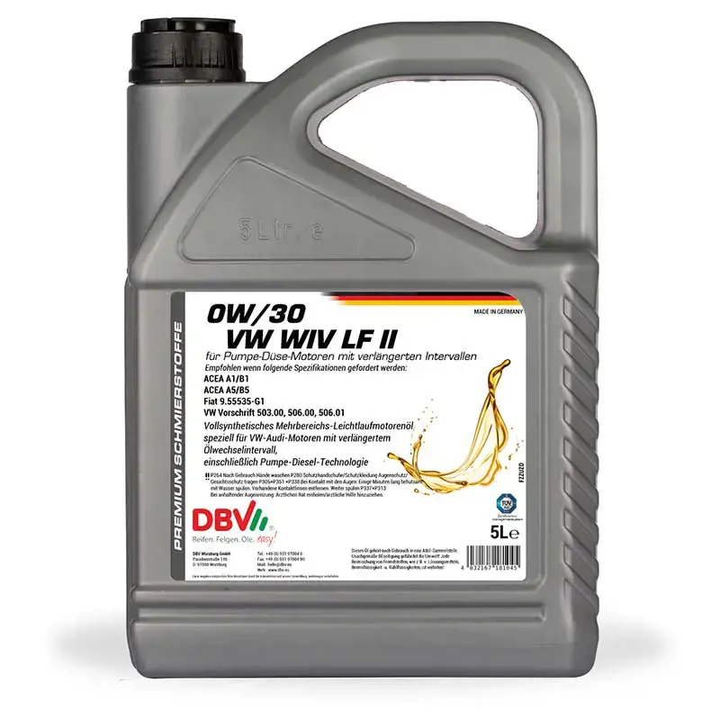 Motoröl DBV synthetisch WIV LF II 0W-30 5 Liter