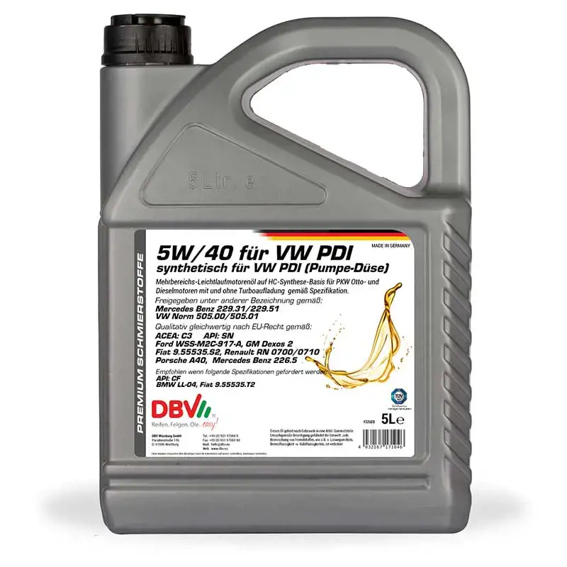 Synthetik  Motor oil DBV PDI 5W-40 5 Litres